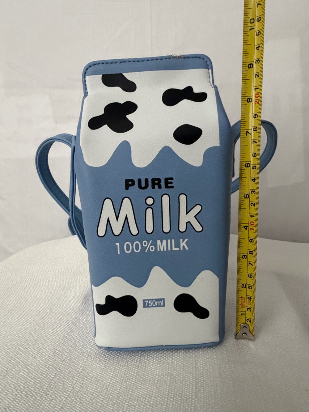 Pure Milk Carton Crossbody Bag Blue Cow Print Novelty Purse (F266) - Picture 12 of 14